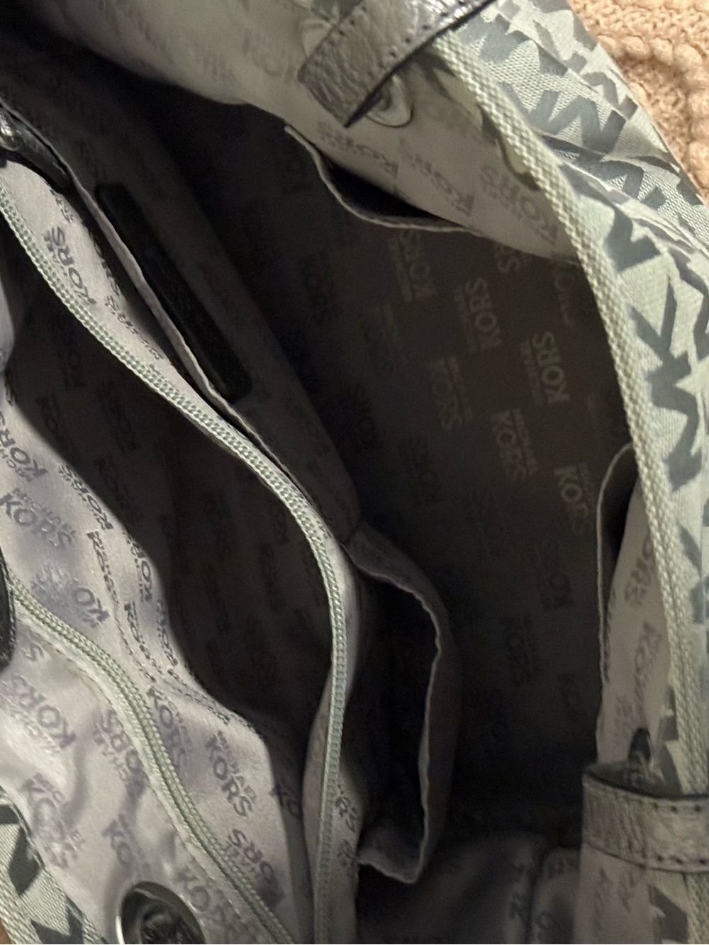 Michael Kors Gray MK Logo Tote with Metallic Handles - Picture 3 of 4